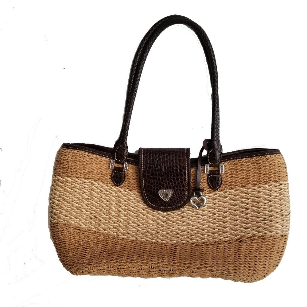 Vintage Brighton Weave Two-Toned Purse Leather Accent
